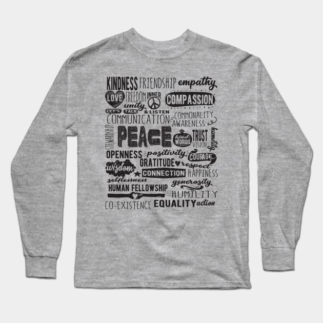 Path to Peace - Peace Words Long Sleeve T-Shirt by Jitterfly